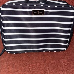 Kate Spade Black and White Striped Bag/makeup bag